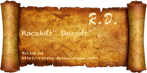 Racskó Dezső névjegykártya